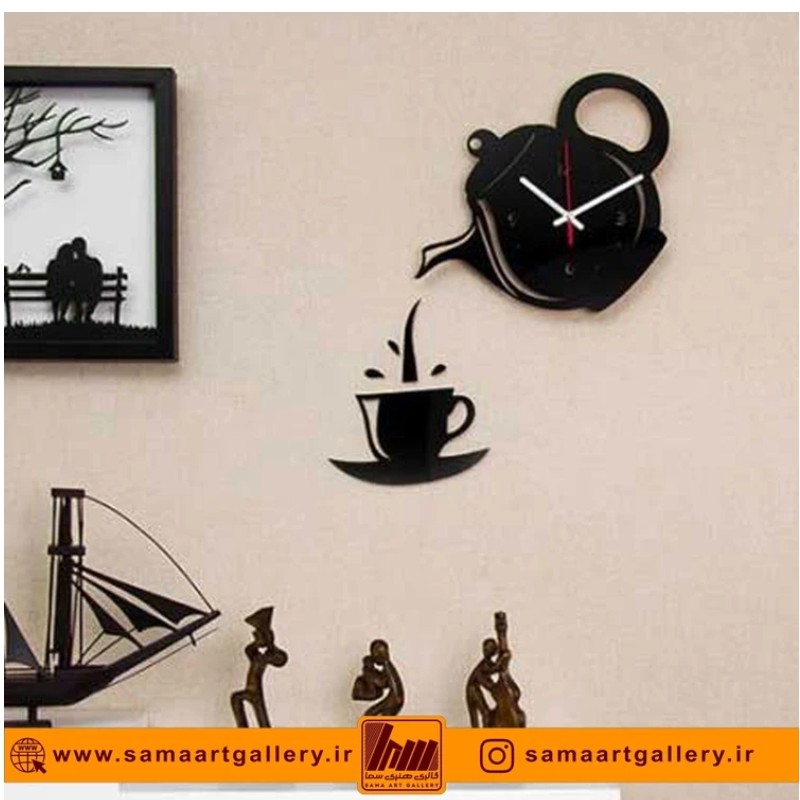 ساعت دیواری فانتزی طرح قوری و فنجان