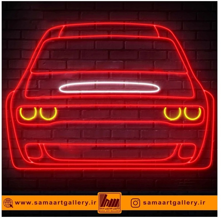 تابلو نئون طرح ماشین شماره 20،آداپتور،ارسال رایگان،ضمانت سلامت 1 ماهه کالا