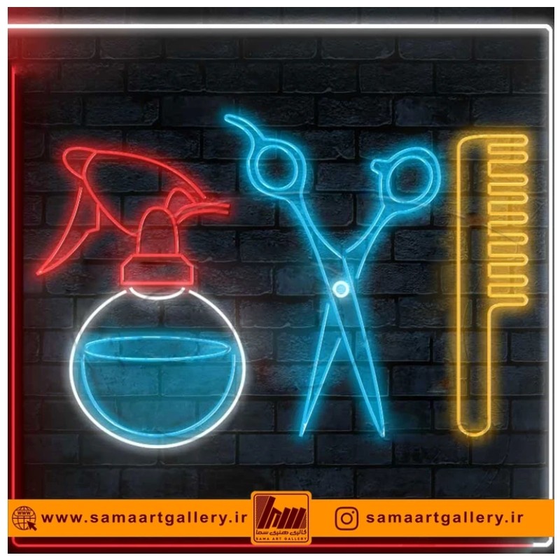 تابلو نئون طرح آرایشگاه شماره 13،آداپتور،ارسال رایگان،ضمانت سلامت 1 ماهه کالا