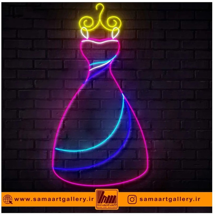 تابلو نئون طرح لباس زنانه شماره2 2،آداپتور،ارسال رایگان،ضمانت سلامت 1 ماهه کالا