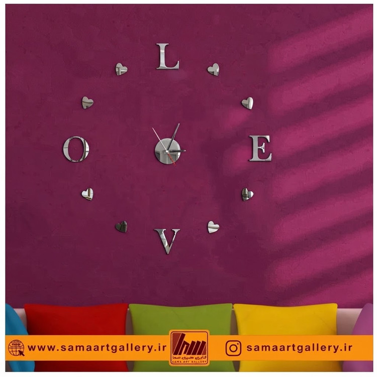 ساعت دیواری فانتزی و مدرن طرح LOVE موتور روانگرد بی صدا